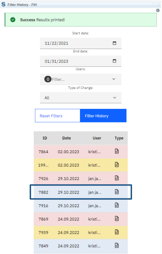 Click on generated change